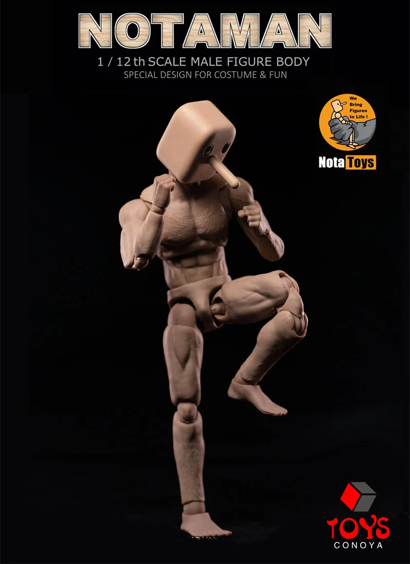 In Stock 1/12 NT-01 NT-02 NT-02W Notaman Square-headed Male Action Figure Joint Body Doll 6'' Male Soldier Flexible Body Model