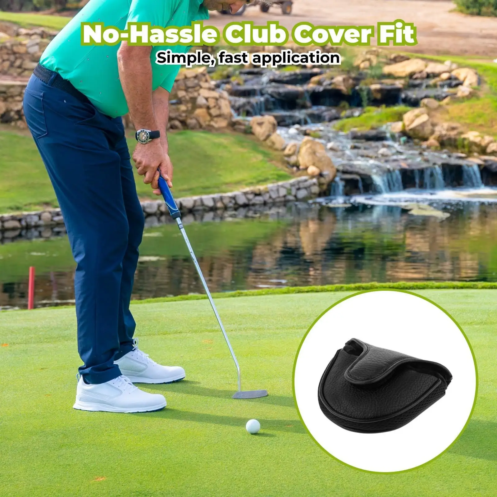 Golf Putter Cover Classic Solid PU Golf Head Protector Accessories for Club Protection and Storage