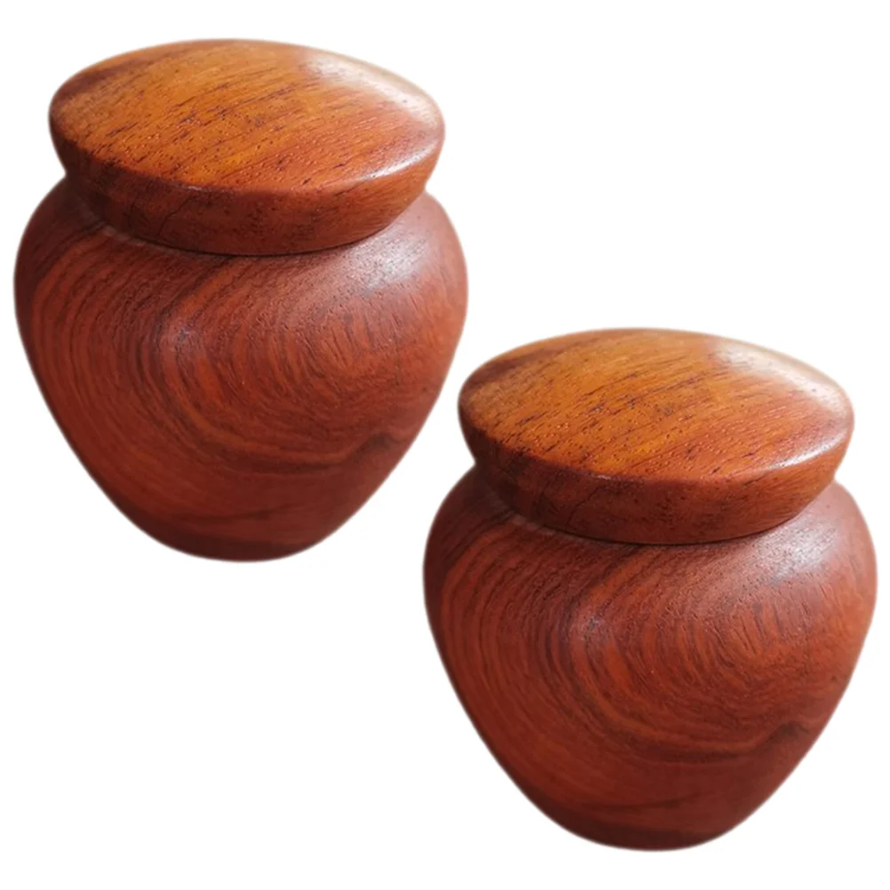 2 Pcs Wooden Airtight Jar Urn Small Urns for Human Ashes Sealed Keepsake Adult Female