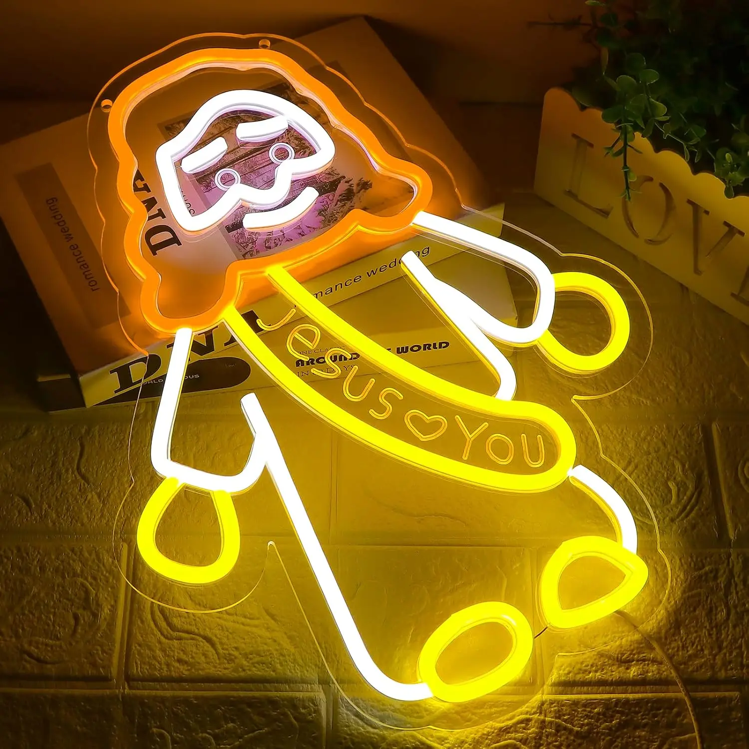 Jesus Loves You LED Neon Sign USB Powered Neon Light Wall Decor Christmas Gift for Church Home Bedroom Religious Art Neon Lamp