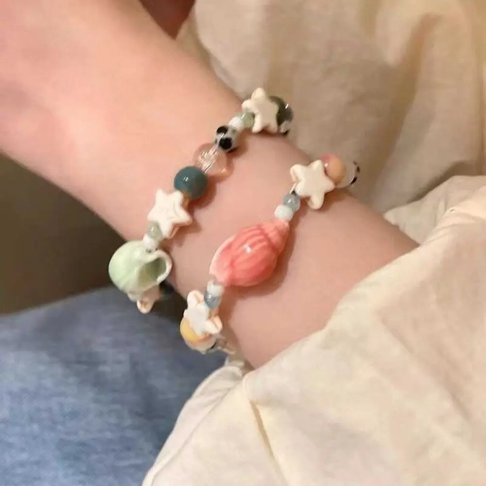 Handmade Ceramic Conch Bracelet Cartoon Liuli Bead Star Bracelet Jewelry Accessories Korean Style Cute Bead Bracelet Decoration