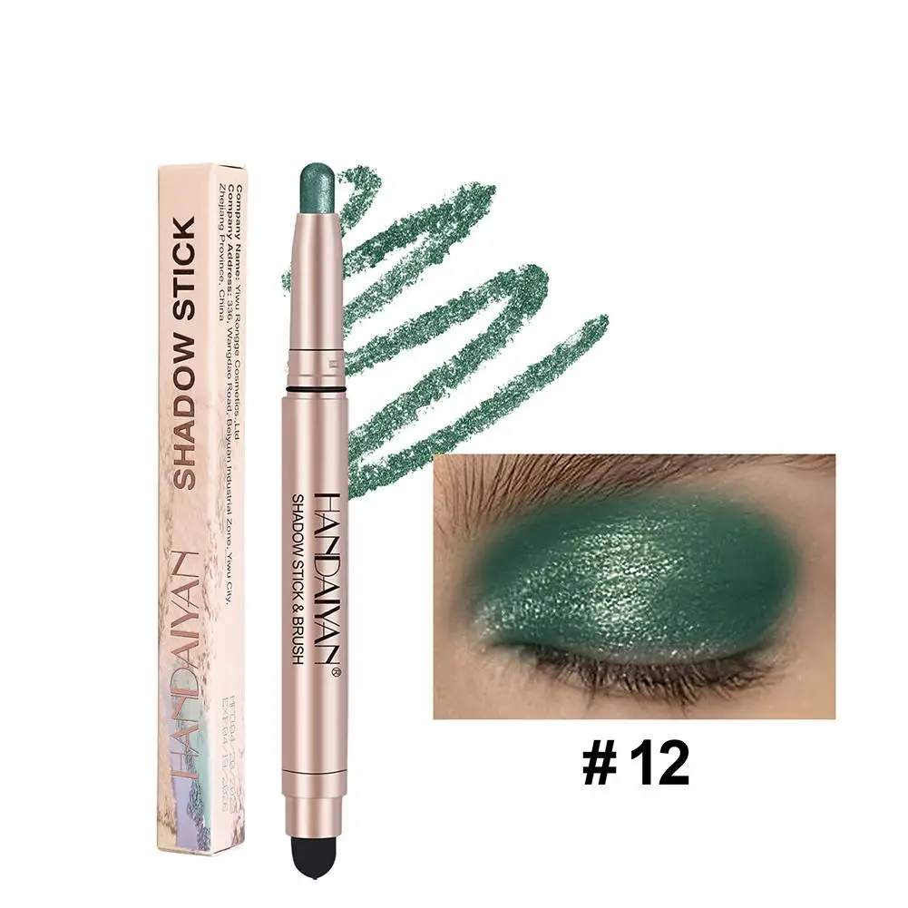 Ombretto a doppia testa Stick Diamond Shimmer Highlighter Pencil Lasting Sponge Eye Shadow Ultra Pen Cream pigmentato Long T2A6