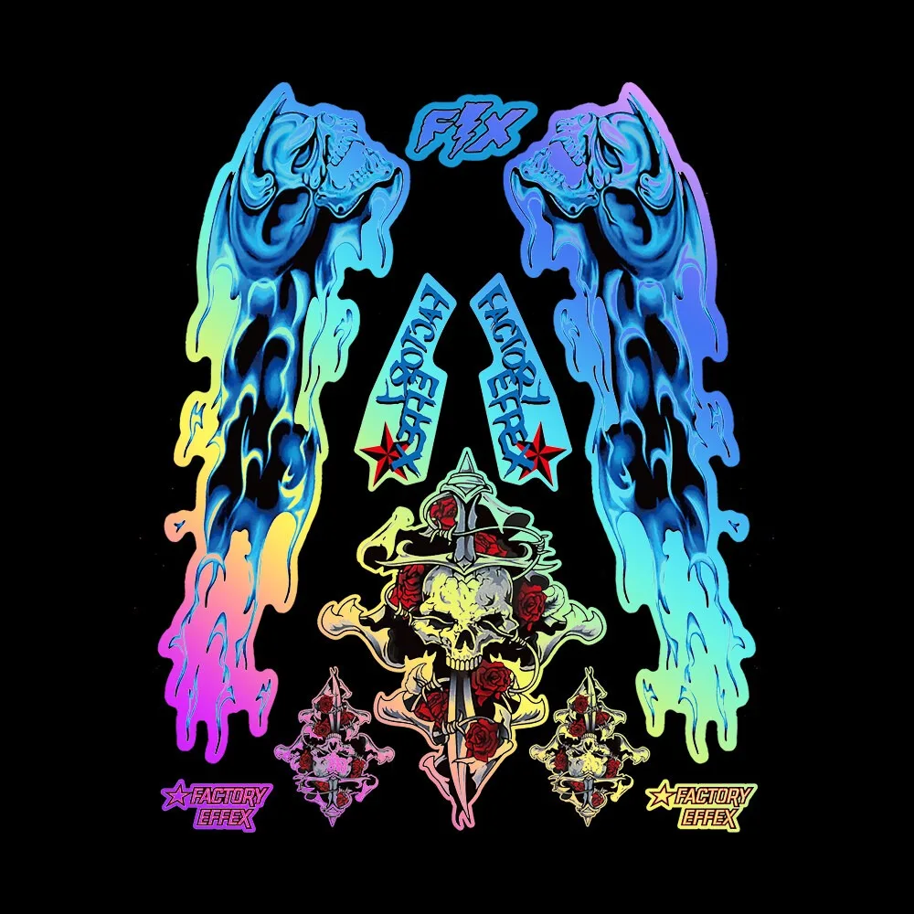 Motorcycle Sticker Helmet Laser Rainbow Reflective Skull Shaped design Decals For Honda Haley Yamaha DUCATI