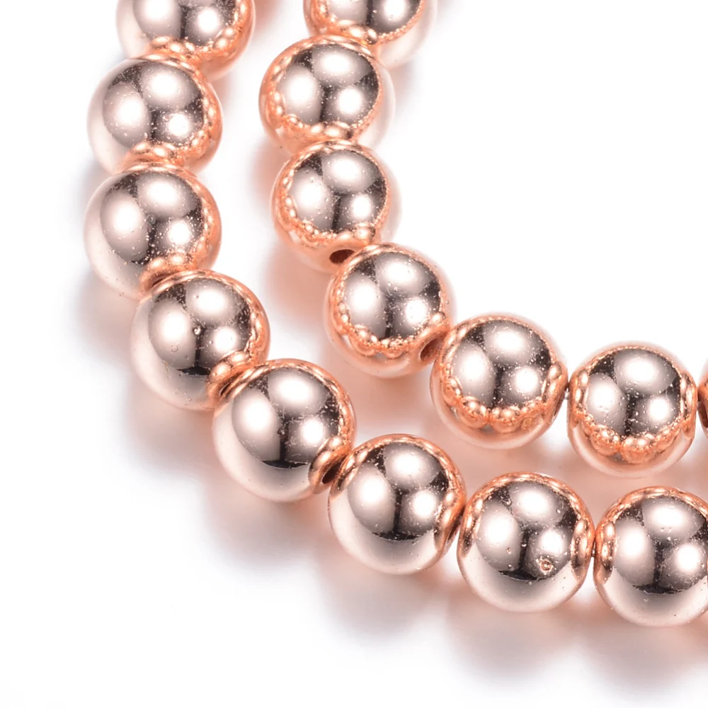 10strands Electroplate Non Bead Strands Round Rose 4mm Hole: 1mm 92~95pcs/strand 15.7 inch for Handmade Gift