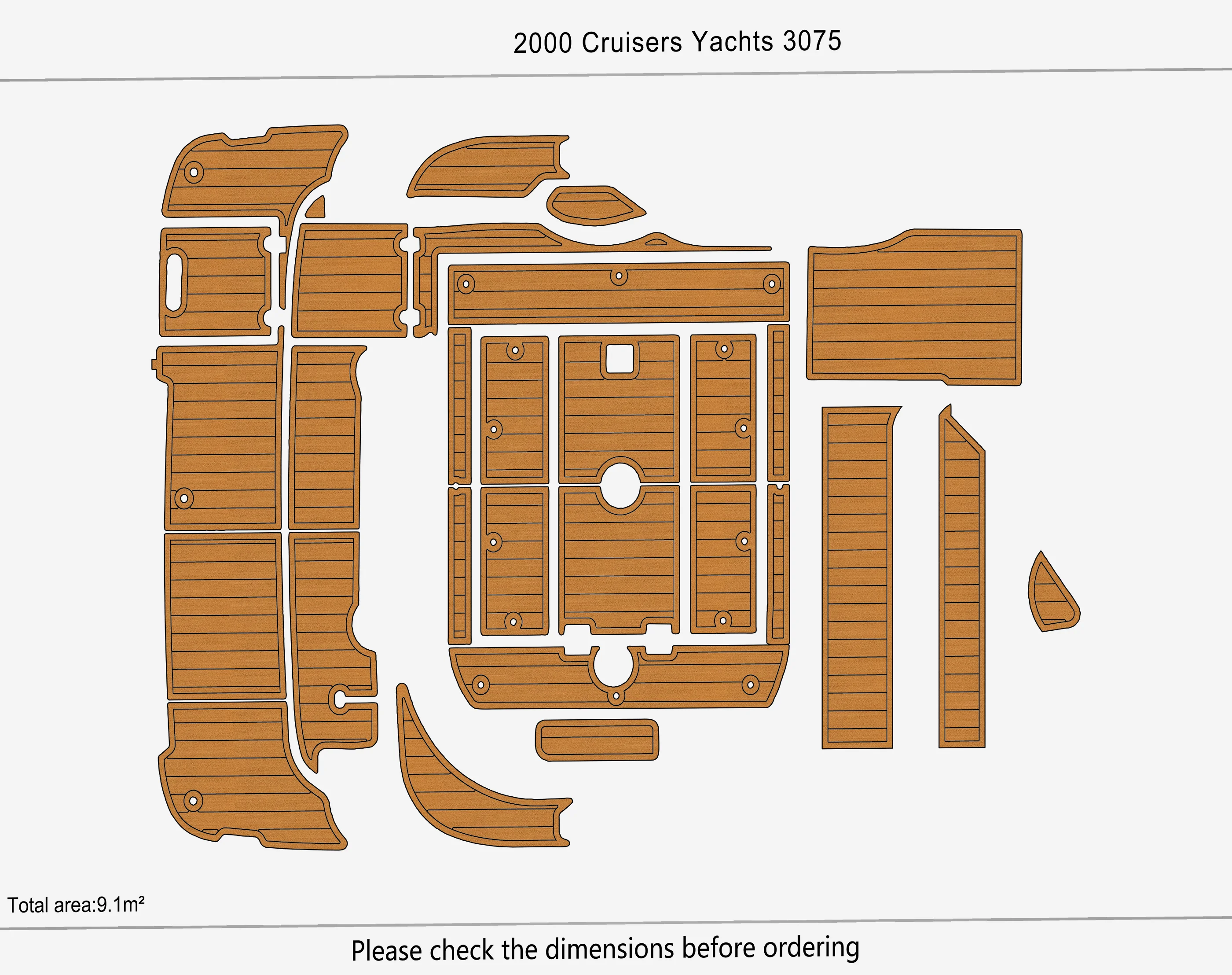 Eva foam Fuax teak seadek marine floor For 2000-2003 Cruisers Yachts 3075 Cockpit Swim platform 1/4