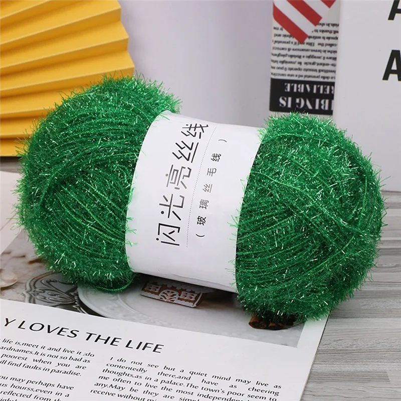 A59E-غزل زجاجي DIY دمية منسوجة يدويًا غزل ذهبي مضفر غزل مشرق