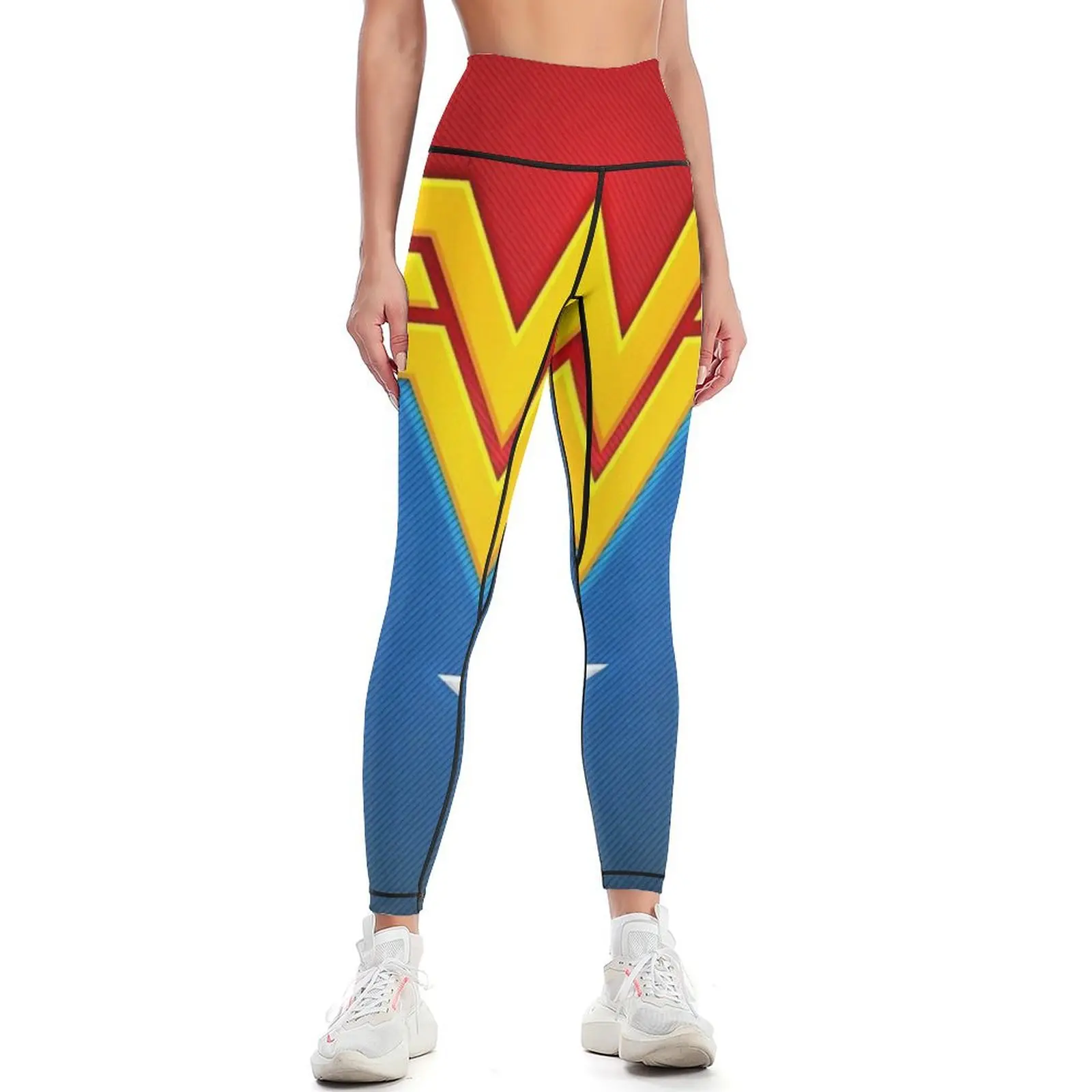 

Wonderful Girl Red Gold blue logo Leggings Tight fitting woman sport pants sports tennis for sporty woman gym Womens Leggings