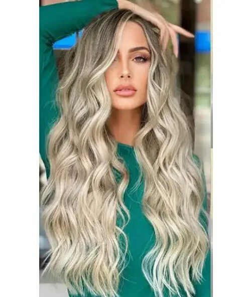 

Women Blonde Wig Long Wavy Synthetic Hair Heat Safe