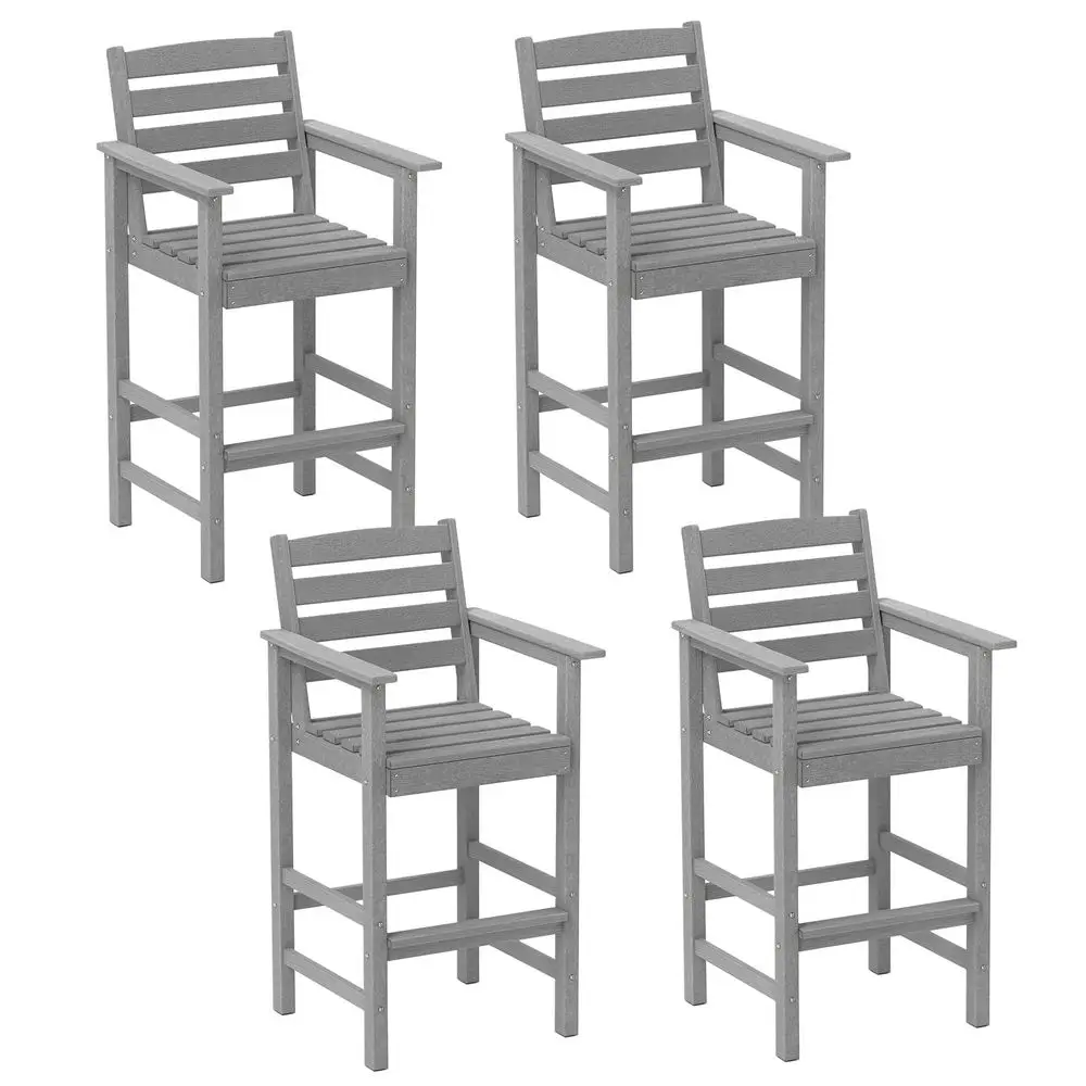 

Patio Adirondack Chairs Set of 4, HDPE Bar Height Chair with Wide Armrests amp Footrest, Outdoor HighTop Slatted Bar Chairs wit