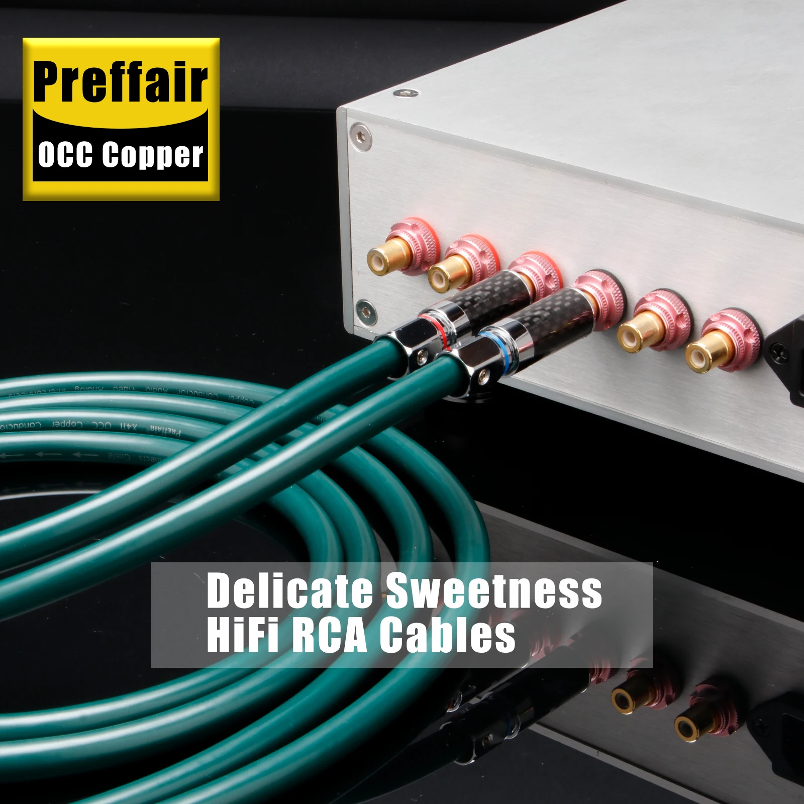 Paar RCA-Kabel Futur OCC Audio-Signalkabel 2RCA Stereo-Kabel Verbindungskabel Kohlefaser Vergoldeter RCA-Stecker für Verstärker – Detail 3