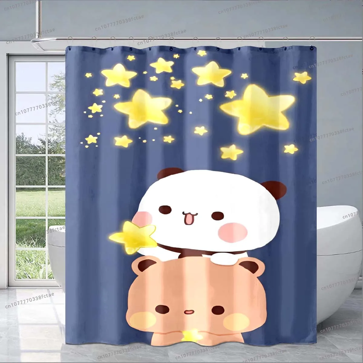 Cartoon Bubu and Dudu Series Shower Curtain K Kawaii Anime Pattern Shower Curtain Kid Bathroom Fashion Decorative Shower Curtain