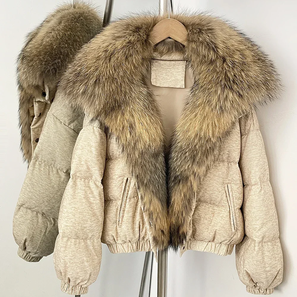 OFTBUY Neue Winter-Kurzjacke aus Baumwolle für Damen, Luxuriöser Echtfuchs-Pelz, Daunenjacke, Modische Warme Naturpelz-Pufferjacke – Detail 29