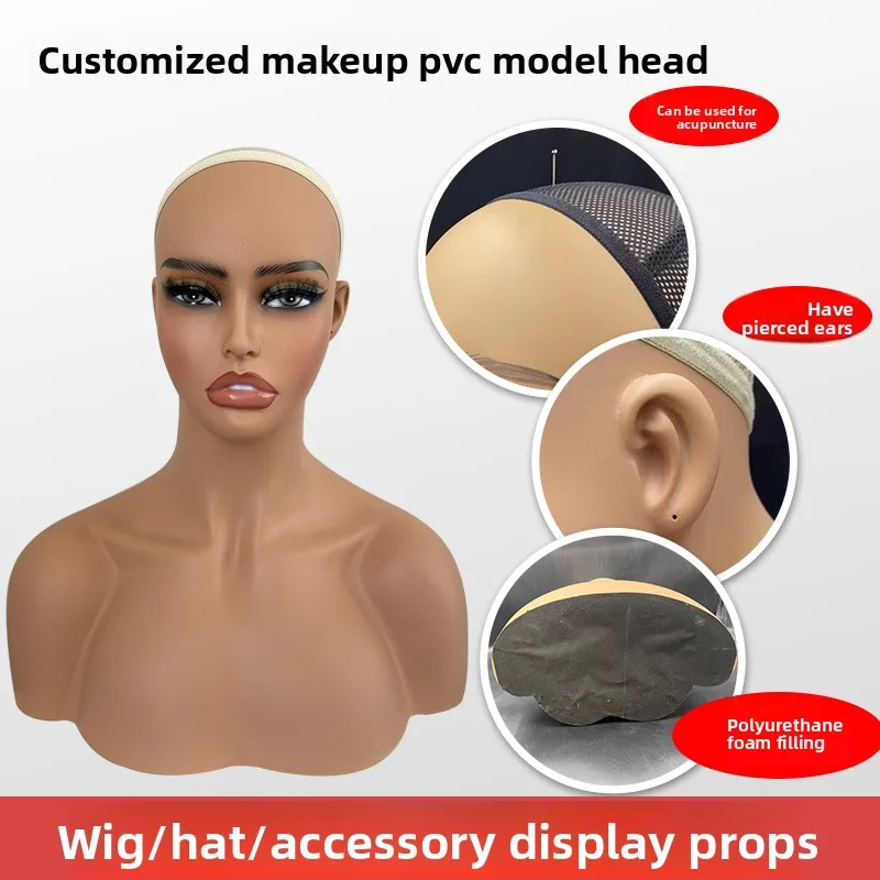 

Mannequin Head for Photography Featuring A Half-body Model Head Earrings A Necklace Designed To Mimic Realistic Male Model Head
