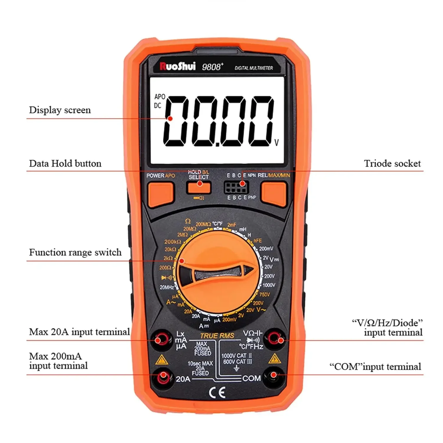 Digital Capacitor Meter Multimeter 2000uF Capacitance Inductance Resistance Frequency Temperature Tester New Voltage Multimeter