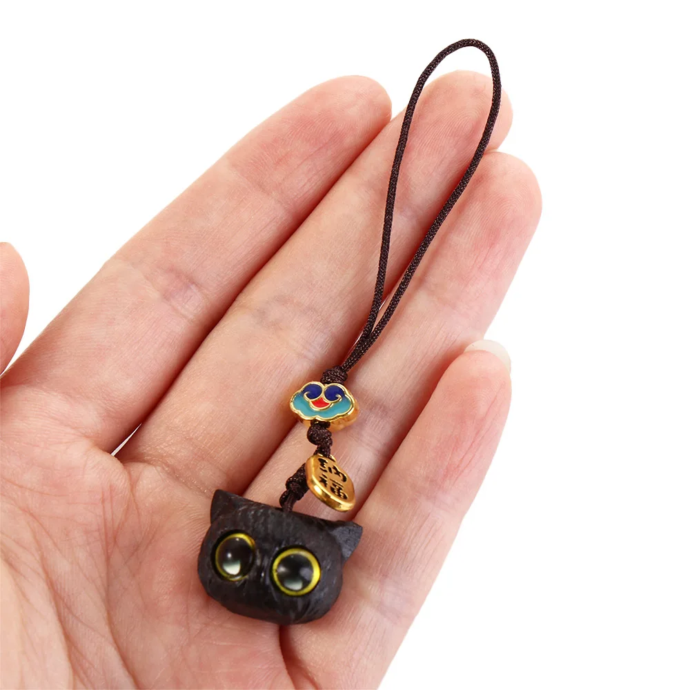 Sandalwood Cat Keychain Pendant Fortune Cat Cute Pendant Chain Female Creative Small Gift Hand-knit Niche Trend Chinoiserie