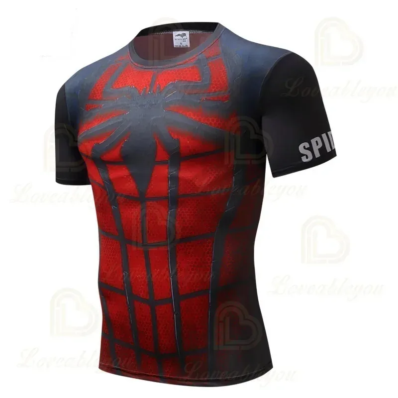 DY20Dis Superhéroe hombres corriendo camisetas de compresión de secado rápido camisetas deportivas Fitness gimnasio camisas hombres ropa deportiva 25