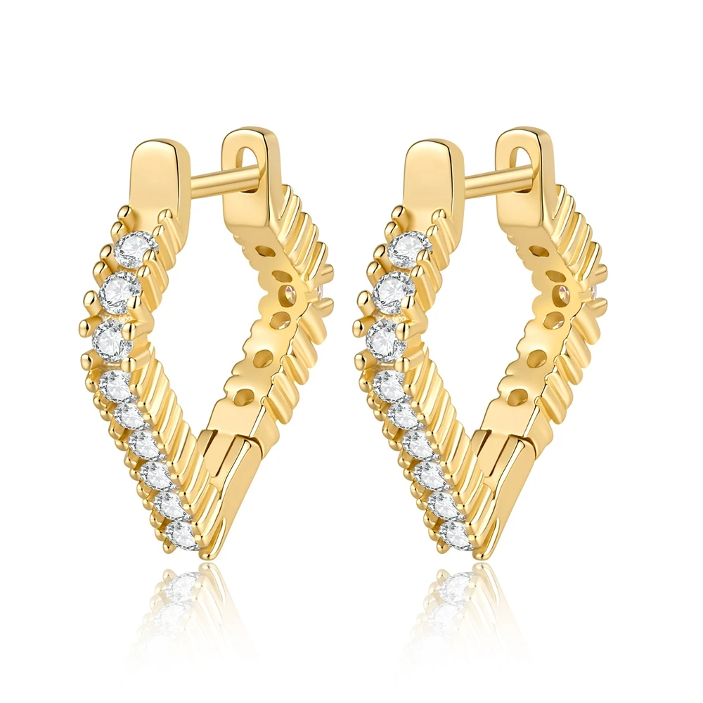 D Color all Moissanite Earrings S925 Sterling Silver Plated with 18K Gold Ear Studs for Woman Birthday Party Jewelry Gift