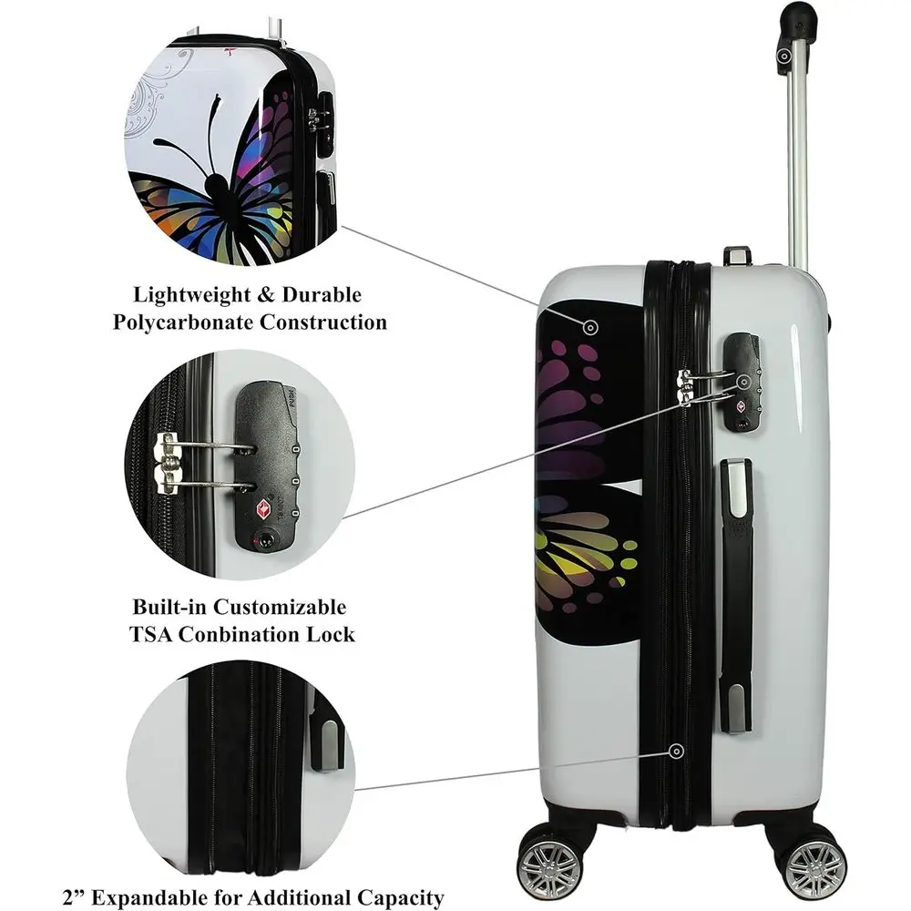 Enhanced Wheel 20 Expandable Hardside Spinner Suitcase with Polycarbonate Construction