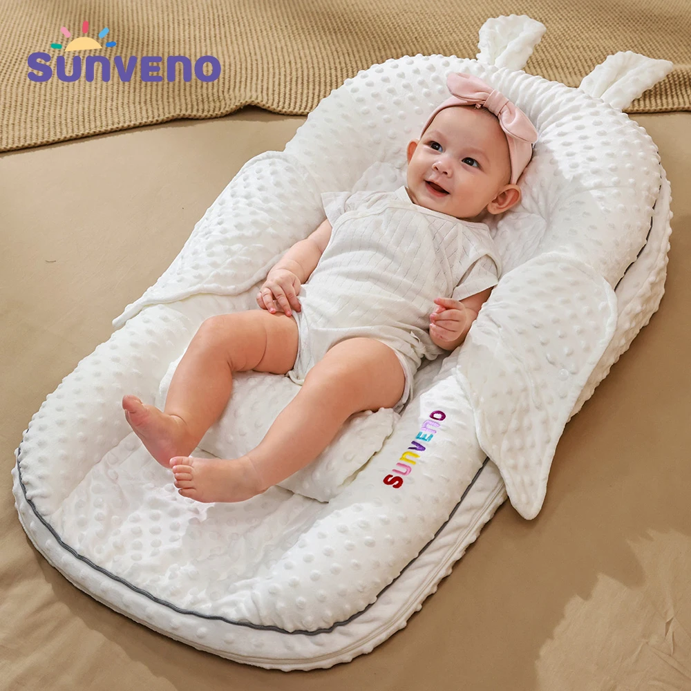 SUNVENO Baby Nest Newborn Nursing Pillow Anti Choking Milk Feeding Mattresses,Infant Bed Nest with Head Shape pillow