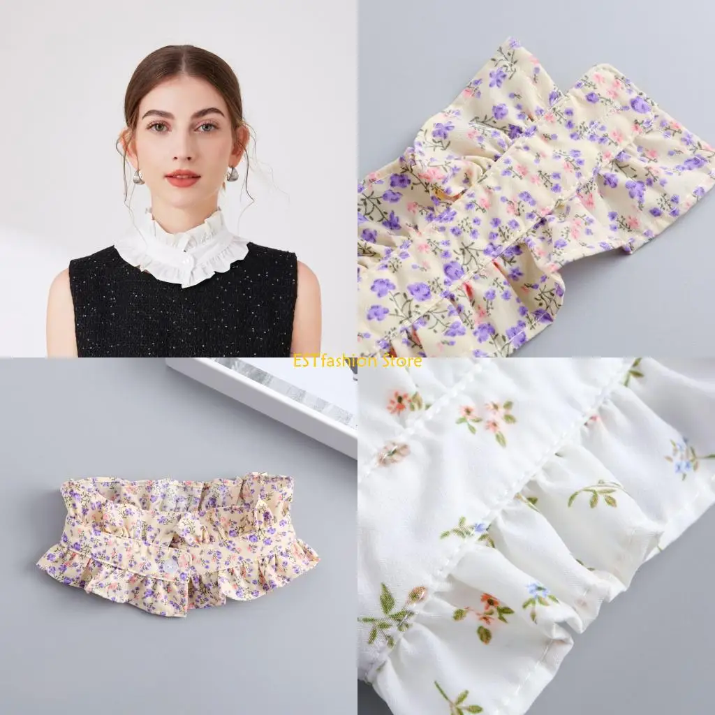 

Y5GC Элегантный съемный воротник рубашки с рюшами и регулируемым воротником для весенних нарядов