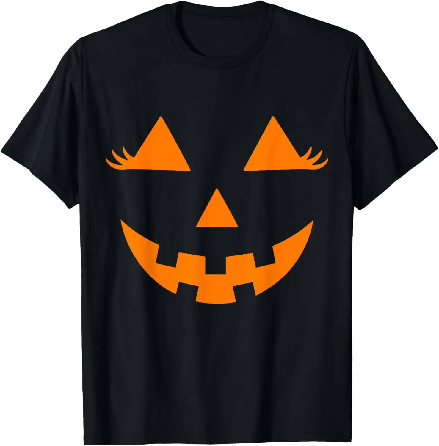 Jack O Lantern Face Pumpkin Eyelashes Hallowen Costume Funny T-Shirt