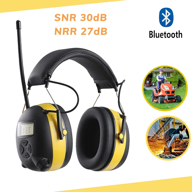 Electronic Bluetooth 5.0 Headphone Earmuffs FM/AM Radio Hearing Protection Headset Safety Rechargeable Ear protector