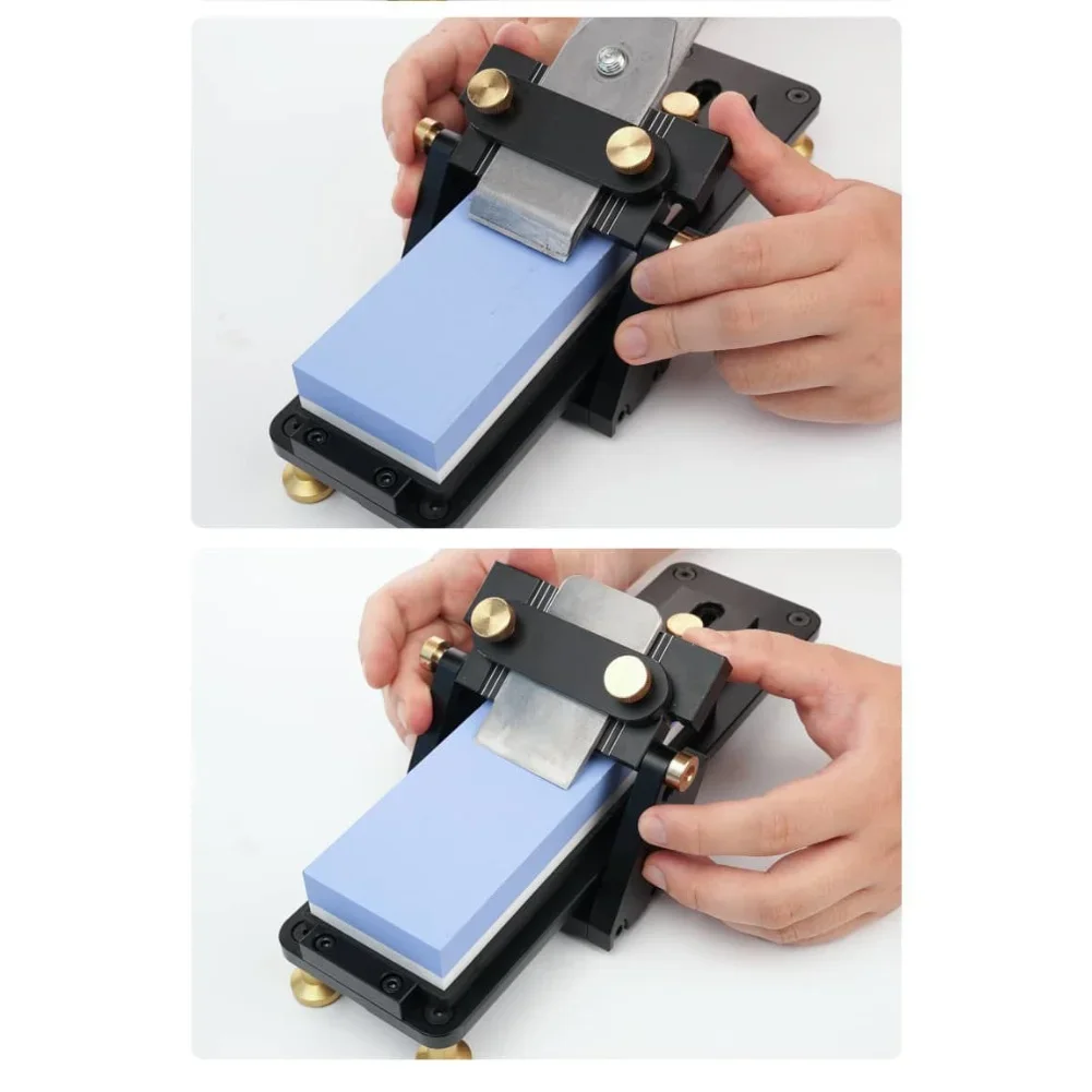 Sharpening Clamp with Fixed Angle Frame and Double Grit Whetstone for Smooth and Accurate Sharpening of Kitchen and Garden Tools