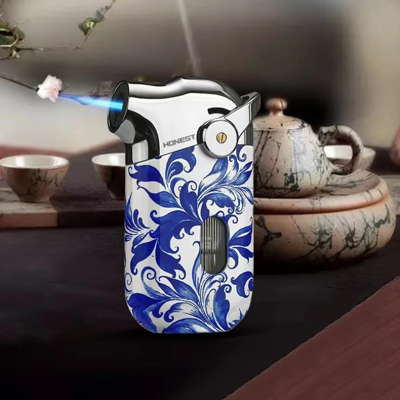 2026 New Personalized Fashionable Windproof Straight Blue Flame Inflatable Lighter Is The First Choice for Men’s Gifts