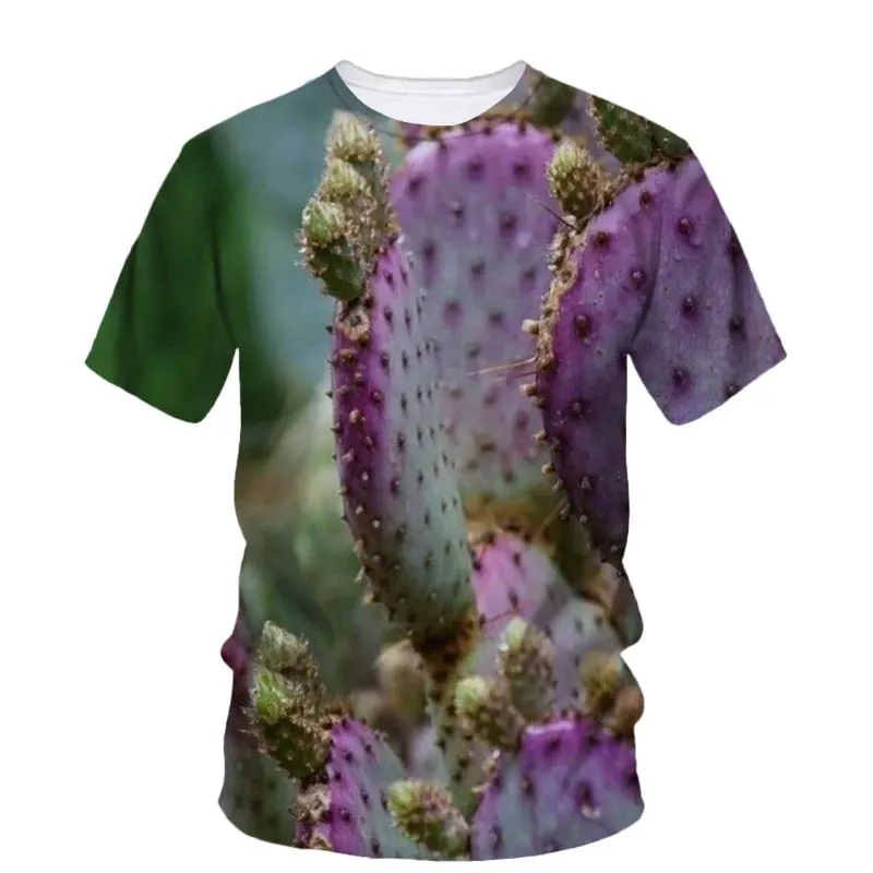 Hip Hop Cactus Plant Graphic Men'S T-Shirt Summer 3d Printed Fashion Street Fun O Collar Short Sleeve Large Silhouette Clothing