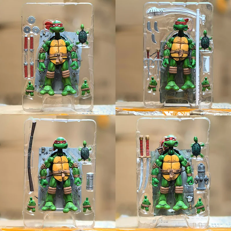 New NECA Turtles Figures Pizza Club Leonardo Leads Tmnt Turtles First Ninja Anime Action Figure Model Doll Gifts Toys In Stock