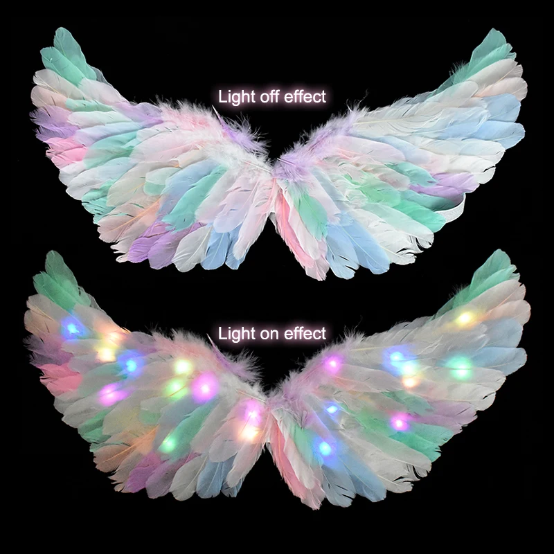 Girls Women LED Light Up Colorful Feather Wing Kids Adult Unicorn Headband Gift for Birthday Glow Crown Wedding Party Decoration