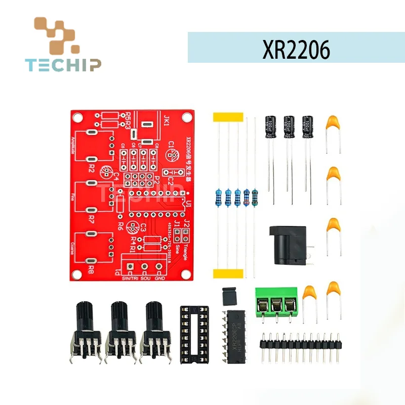 Function Signal Generator DIY Kit Sine/Triangle/Square Output 1Hz-1MHz Signal Generator Adjustable Frequency Amplitude XR2206