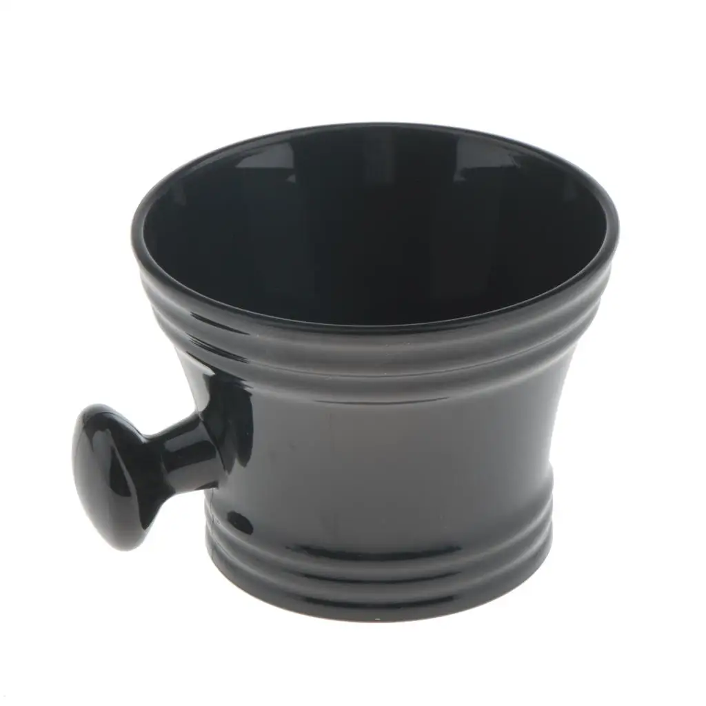 Retro Mug Men's Shaving Bowl Black Plastic Shaving Soap Dish