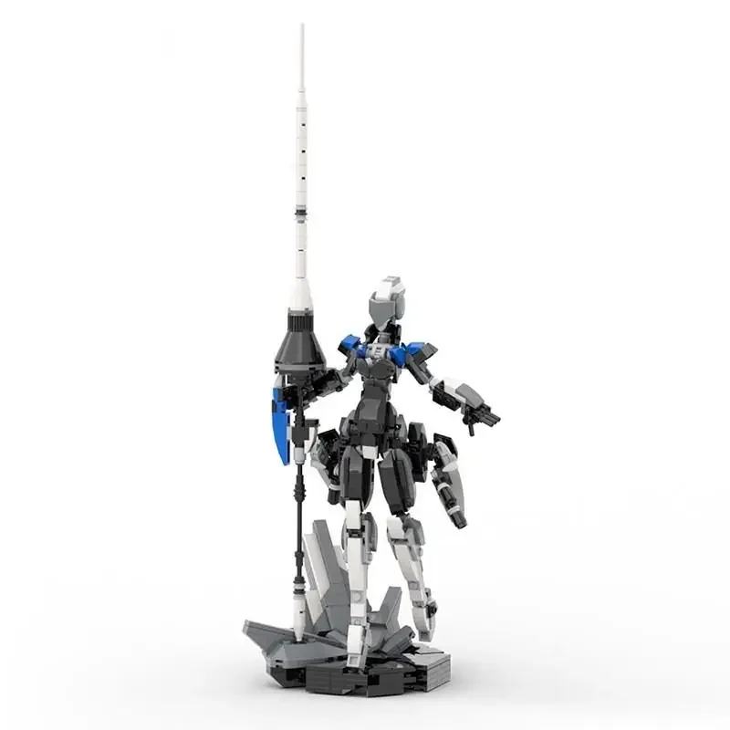 

598PCS Futuristic Valkyrie Lancer MOC Building Blocks, Sci-Fi Armored Female Mech Warrior Model DIY Kit for Adult Collectors