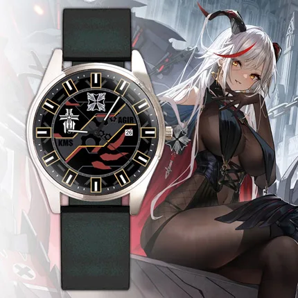 أنيمي Azur Lane Aegir IJN Akagi Cheshire تأثيري ساعة كوارتز رقمية مقاوم للماء ساعة اليد تأثيري الساعات هدية عيد الميلاد