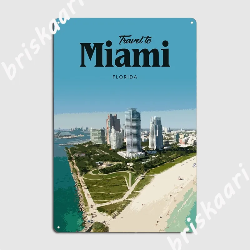 Visit Miami Metal Sign Wall Decor Kitchen Decoration Wall Pub Tin Sign Poster