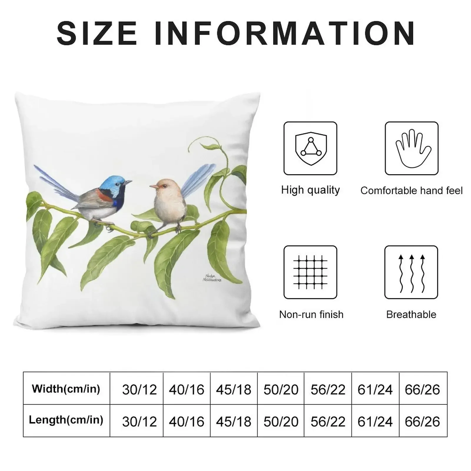 Variegated Fairy-Wrens - by Nadya Neklioudova Throw Pillow Sofa Cushions Christmas Covers pillow