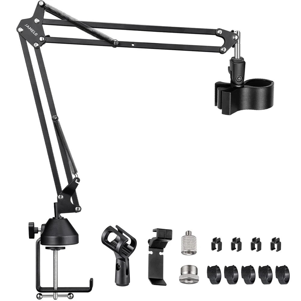 2024 New Desktop Magic Arm w C-Clamp 3/8 1/4 Screw Microphone Stand for Gaming Streaming Camera Stand for DSLR Webcam Ring Light