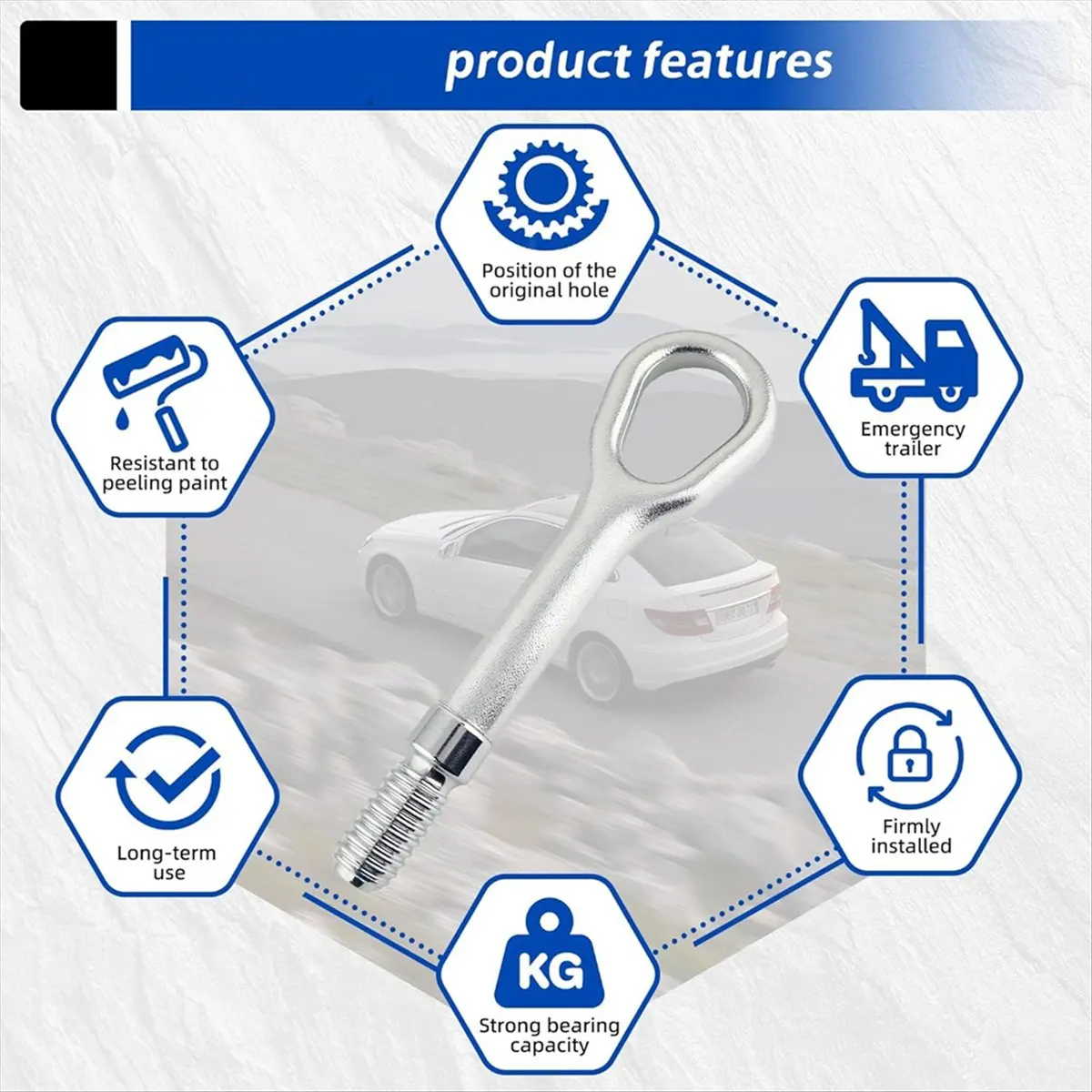 #99E Tow Hook A2206280135 for Mercedes Benz A B C E S-Class W169,A2206280135,(Metal)