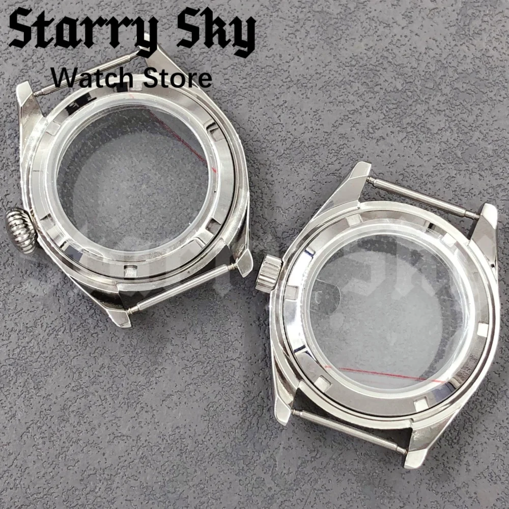 LARIMOKER 38 مللي متر الياقوت الزجاج مصقول المنحدر الحافة ساعة فضية مناسبة ل NH35/ETA2824 PT5000 ساعة يد تعمل بالحركة اكسسوارات