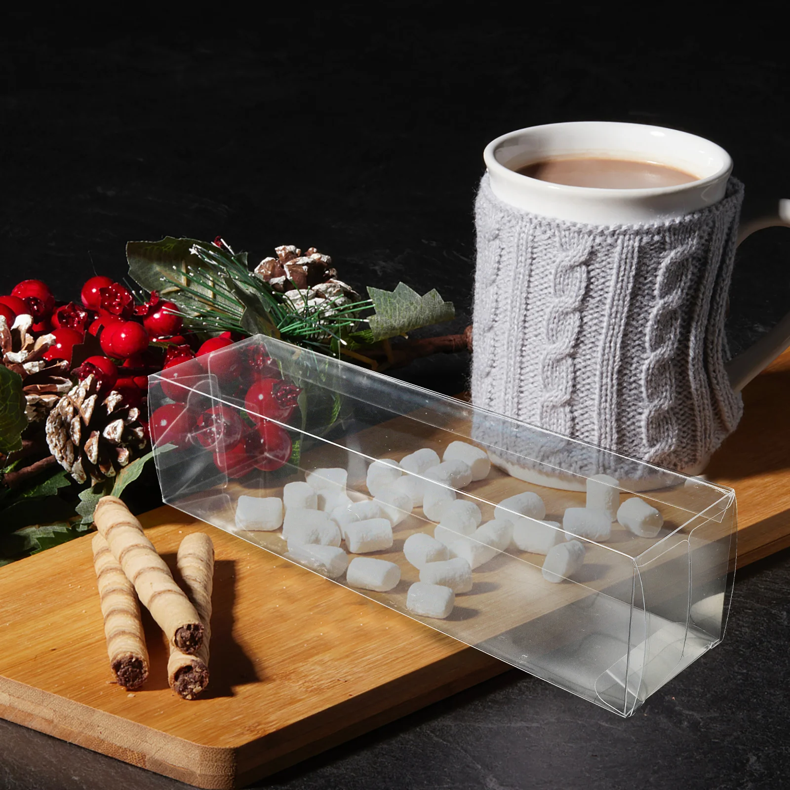 

20Pcs Durable Transparent Biscuit Box Multipurpose Storage for Ice Packaging Festival Gifts Clear Treat Box