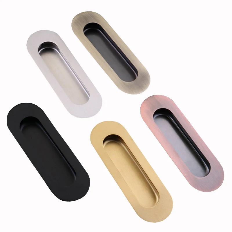 Oval-shaped Concealed Recessed Handle For Furniture Kitchen Cabinet Drawer Knobs Cupboard Invisible Sliding Door Handles Pulls