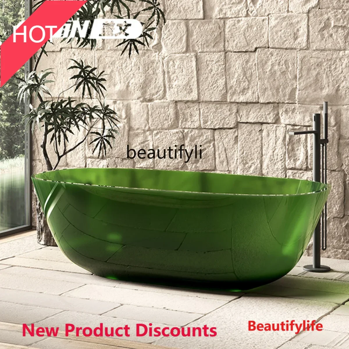 

2344 Integrated independent resin transparent bathtub home color hotel double bathtub customization8578