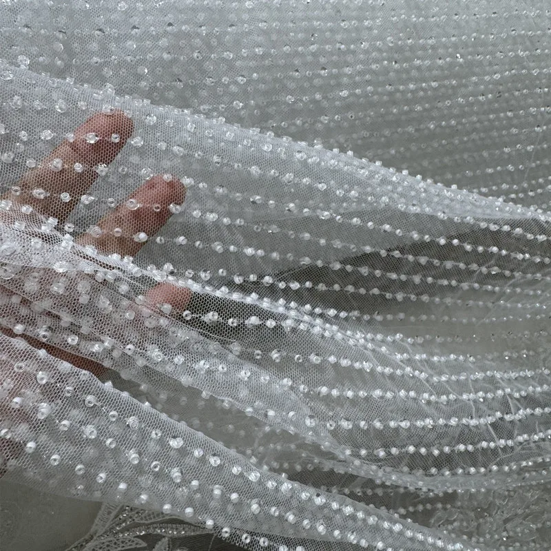 جديد العمودي حبة الترتر نسيج الدانتيل والتطريز DIY فستان الزفاف ثوب مسائي حبة الغزل الأقمشة للخياطة