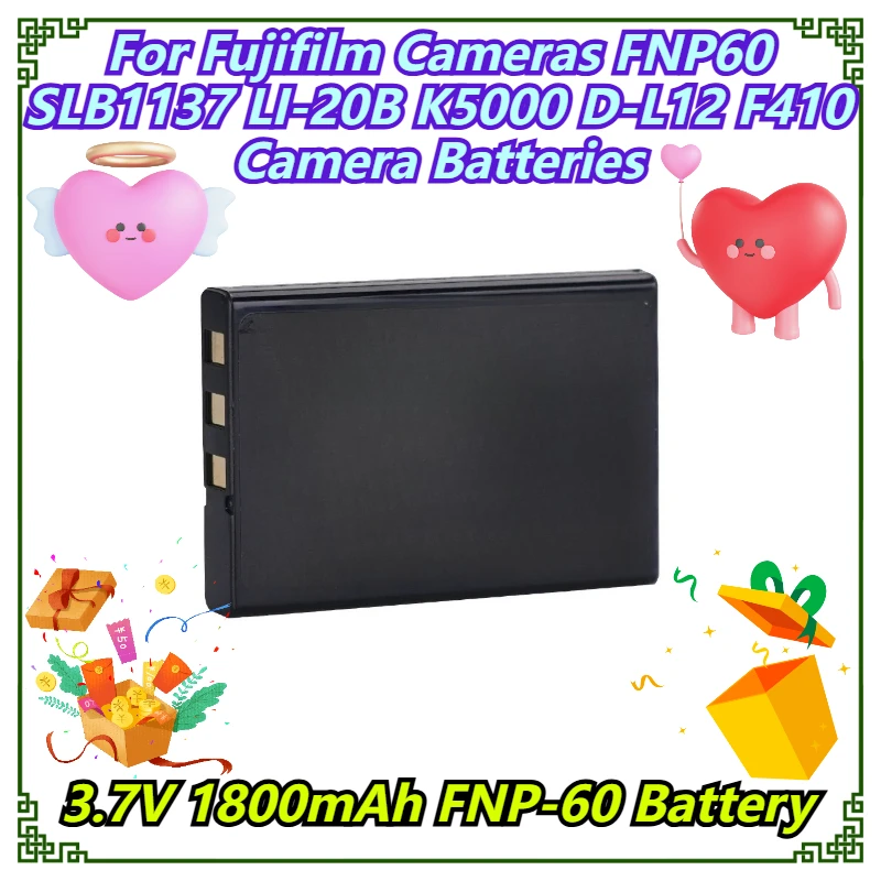 

3.7V 1800mAh FNP-60 Battery For Fujifilm Cameras FNP60 SLB1137 LI-20B K5000 D-L12 F410 Camera Batteries