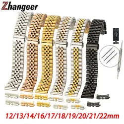 Solid Stainless Steel WatchBand 12mm 13mm 14mm 16mm 17mm 18mm 19mm 20mm 21mm 22mm Universal Strap Curved End Wristband Accessory