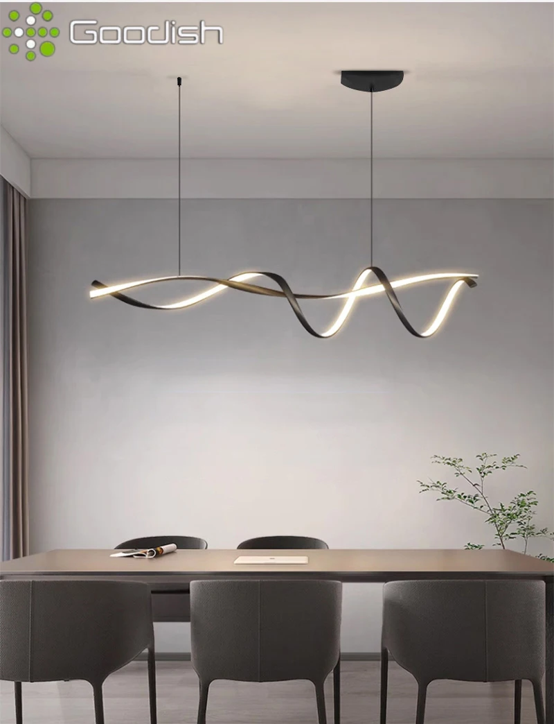 Luces colgantes LED modernas, lujosas y deslumbrantes, diseño de serpentina lineal largo, lámpara artística para interiores, candelabro de decoración del hogar y la Oficina