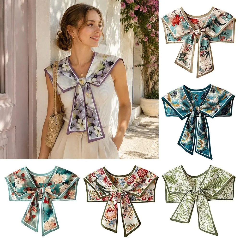 New Summer Shirt Fake Collar Floral Pattern Detachable False Fake Collar Vintage Versatile Shoulder Wraps Women