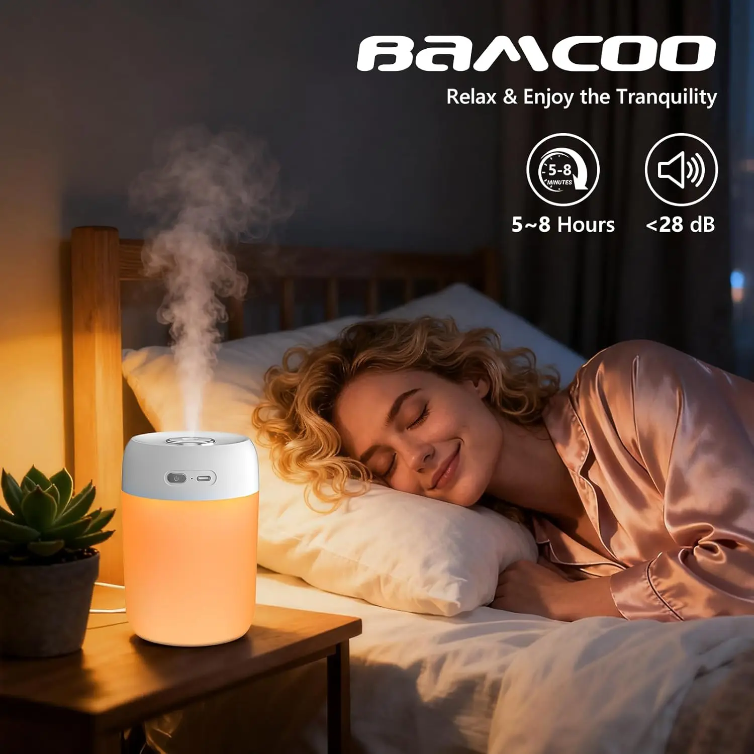 مرطب صغير محمول 650 مل مع ضوء LED، رذاذ USB بارد للمكتب وغرفة النوم والسفر #3