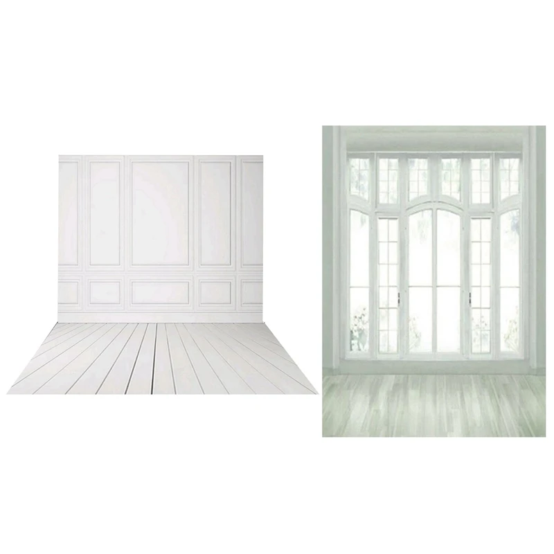

T31C-2Pcs 3X5ft виниловые фоны для фотосъемки свадебный фон для фотостудии-белая кирпичная стена деревянный пол и европейское окно